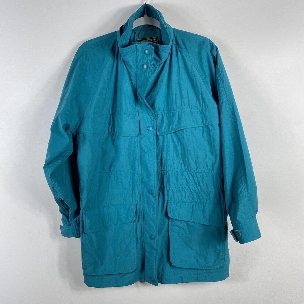 Eddie Bauer Size Medium Green Nylon Full Zip And Button Jacket